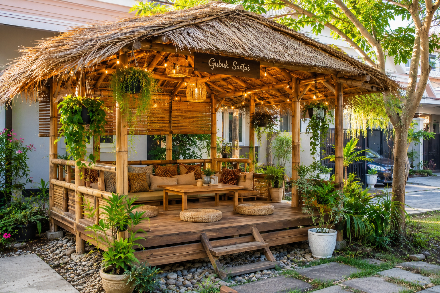 DIY Cara Membuat Rumah Gubuk untuk Tempat Kumpul-Kumpul di Depan Rumah